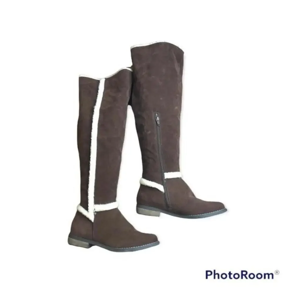 Over the knee faux shearling suede women's boots size‎ 7